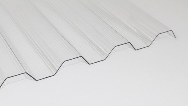Polycarbonat Lichtplatte gerillt Trapez 76/18 1,4 mm stark, klar, Elefantenplatte